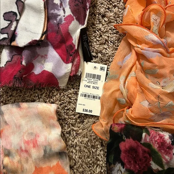 Bundle of 10 Scarves—all long rectangular approx 70” x 18” and 2 scarf hangers - Picture 4 of 9
